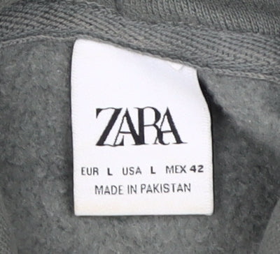 Zara Men's Green Pullover Hoodie Size L