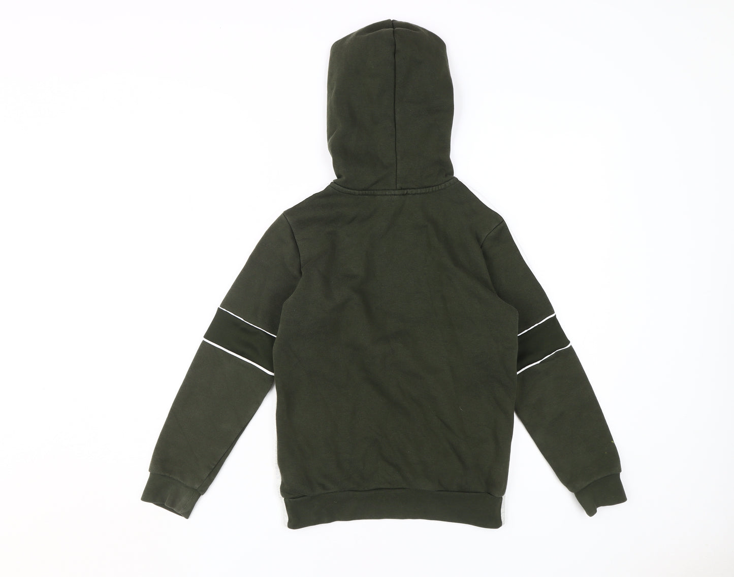 Adidas Boys Green Grey Pullover Hoodie, 9-10 Years