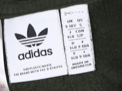 Adidas Boys Green Grey Pullover Hoodie, 9-10 Years