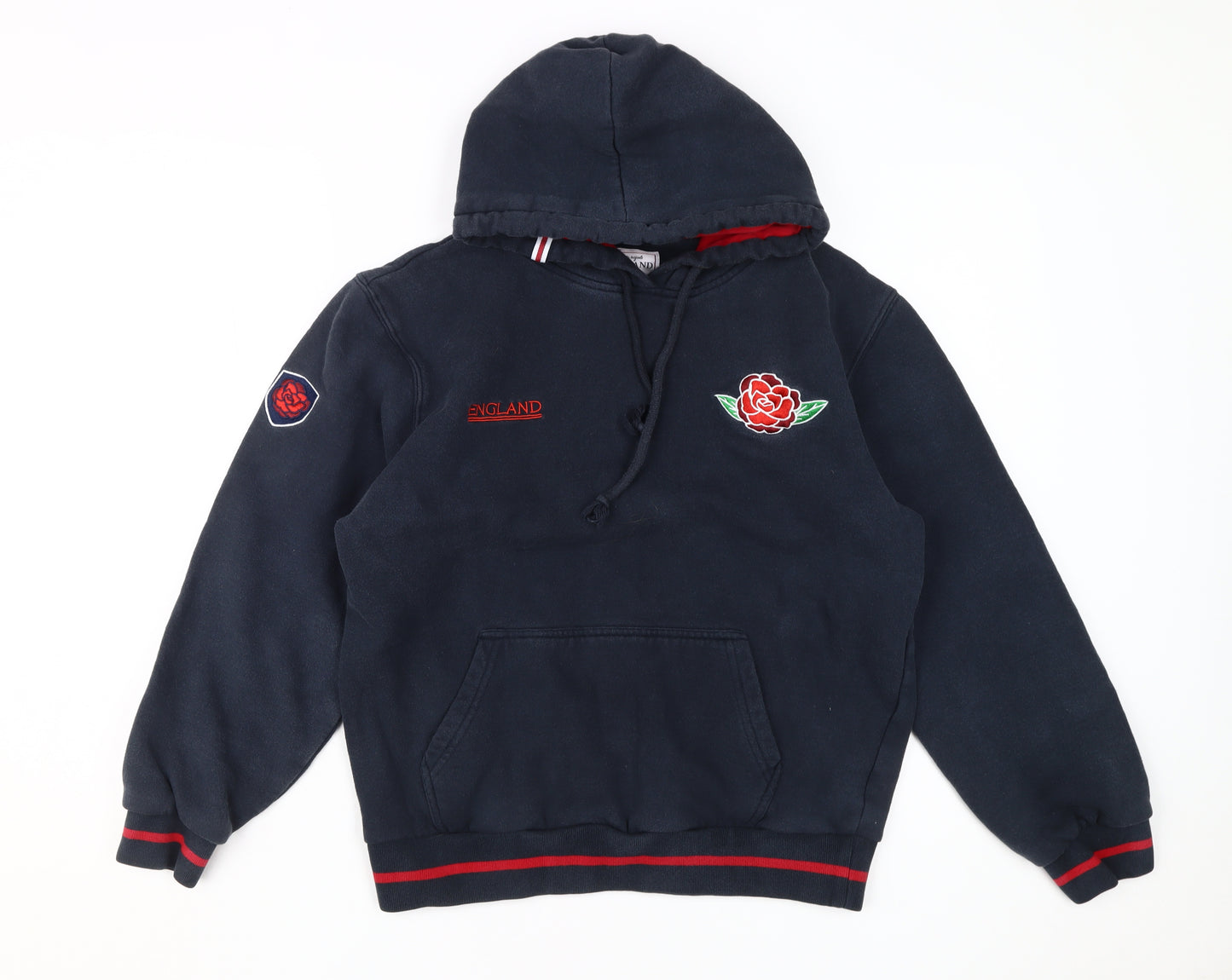 ENGLAND Boys Blue Pullover Hoodie - Size S, Hooded Embroidered