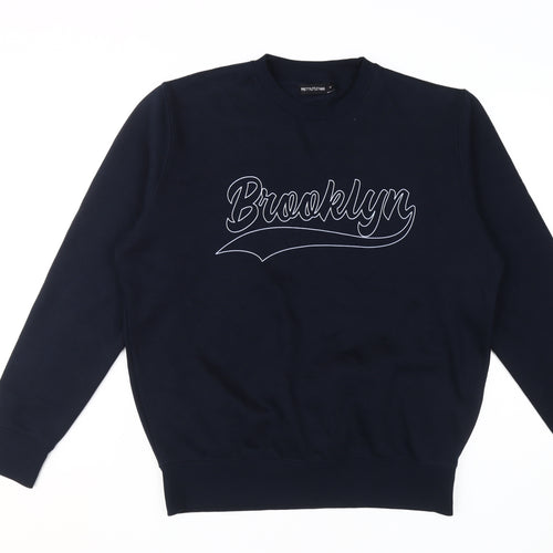 PrettyLittleThing Women's Blue Medium Brooklyn Pullover Sweatshirt
