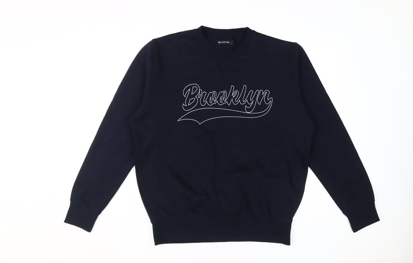 PrettyLittleThing Women's Blue Medium Brooklyn Pullover Sweatshirt