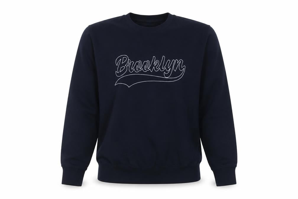 Front view of PRETTYLITTLETHING Women's Blue Medium Brooklyn Pullover Sweatshirt