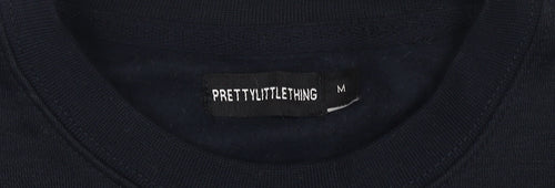 PrettyLittleThing Women's Blue Medium Brooklyn Pullover Sweatshirt