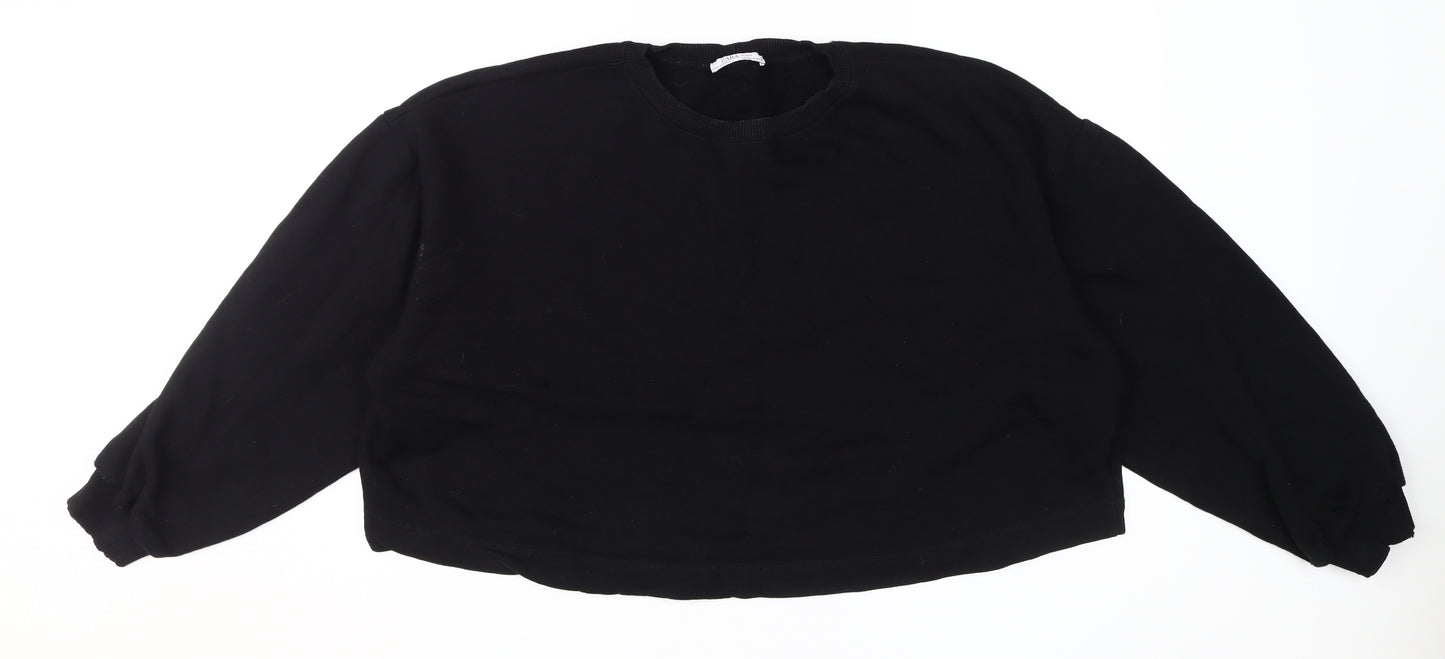 Zara Women's Black Pullover Sweatshirt M