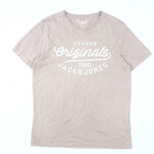 Jack & Jones Men's Beige Graphic T-Shirt - L