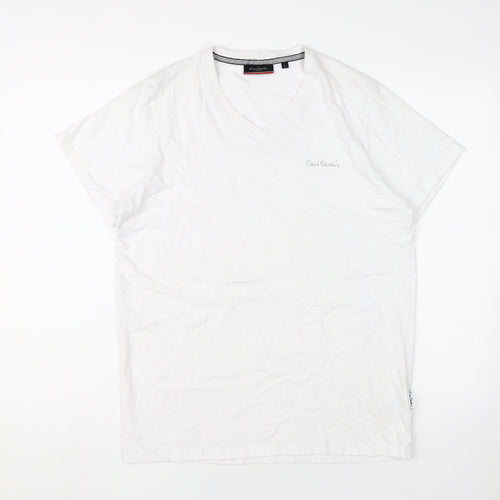 Pierre Cardin Men's L White V-Neck T-Shirt, Cotton