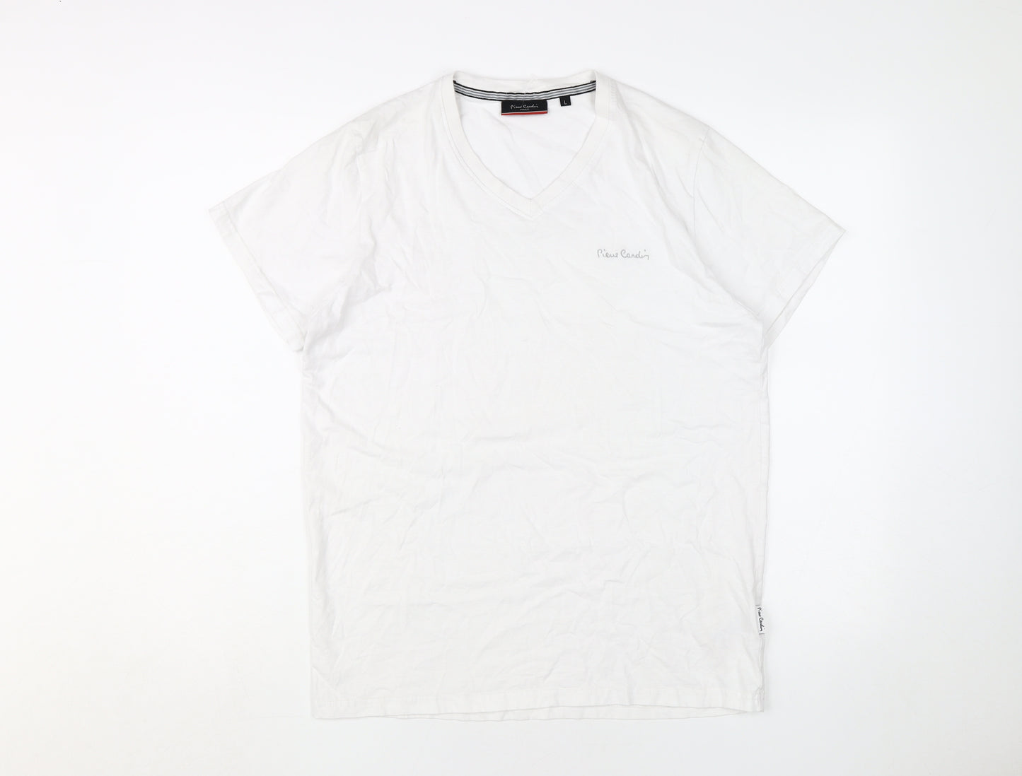 Pierre Cardin Men's L White V-Neck T-Shirt, Cotton