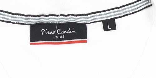 Pierre Cardin Men's L White V-Neck T-Shirt, Cotton