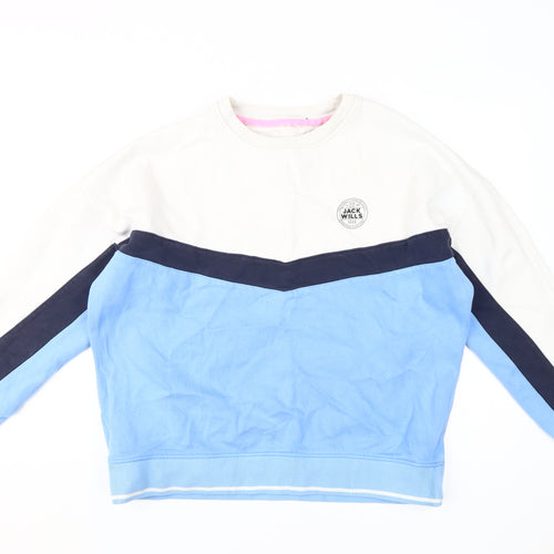Jack Wills Women's Ivory Blue Sweatshirt Size 14