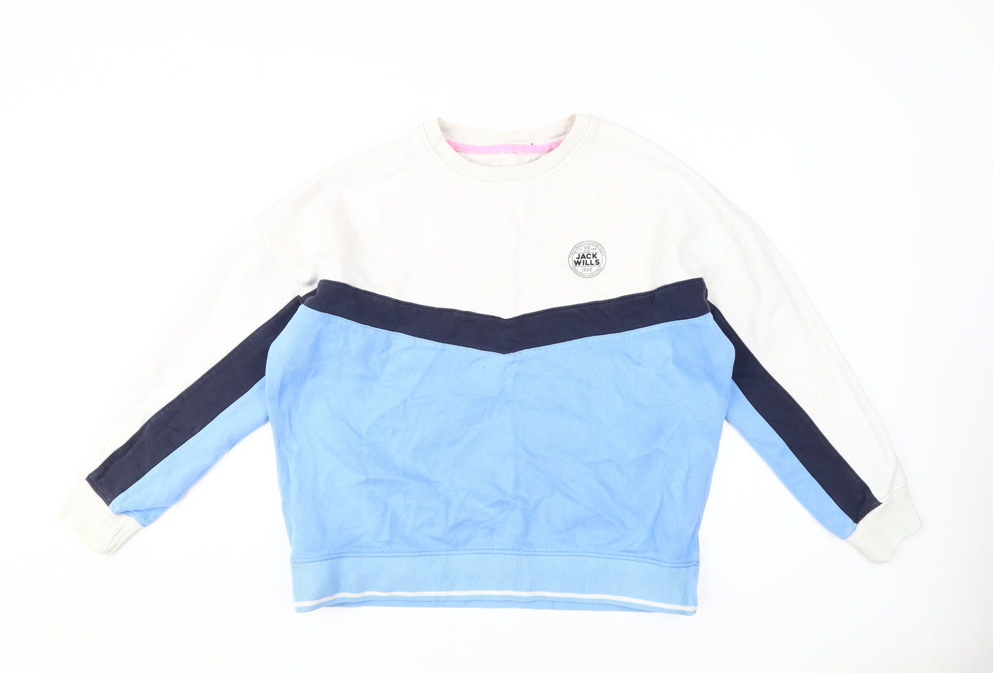 Jack Wills Women's Ivory Blue Sweatshirt Size 14