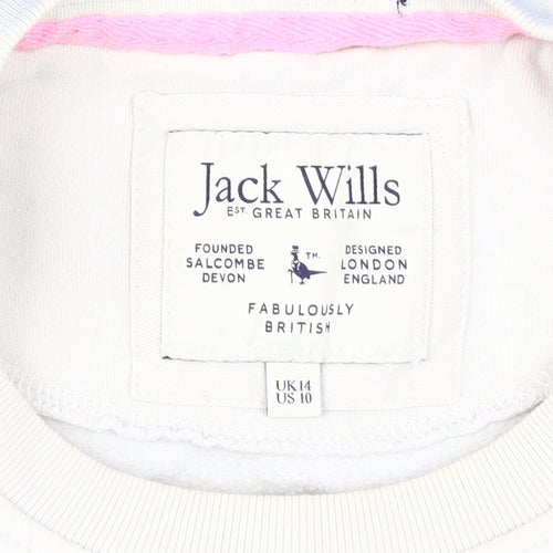 Jack Wills Women's Ivory Blue Sweatshirt Size 14