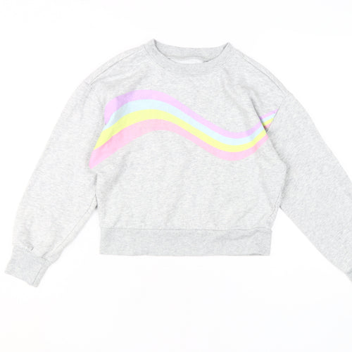 GAP Kids Grey Rainbow Sweatshirt, Girls L, Pullover Style