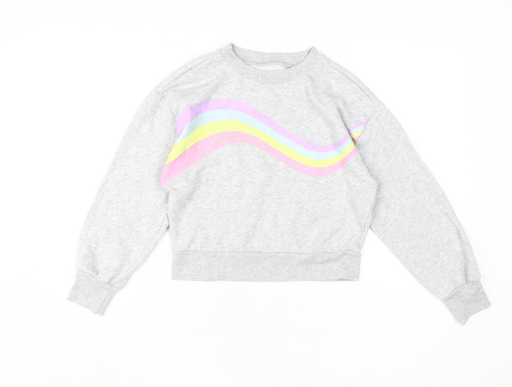 GAP Kids Grey Rainbow Sweatshirt, Girls L, Pullover Style