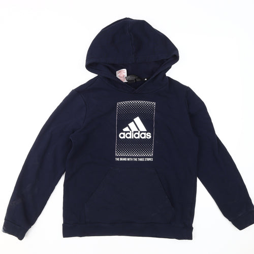 Adidas Boys Blue Pullover Hoodie 11-12 Years with Logo