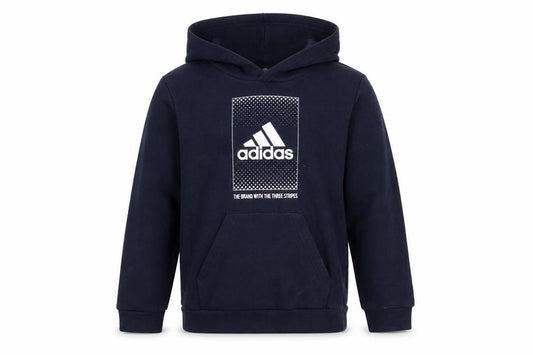 Front view of Adidas boys’ blue pullover hoodie 11-12 years with logo