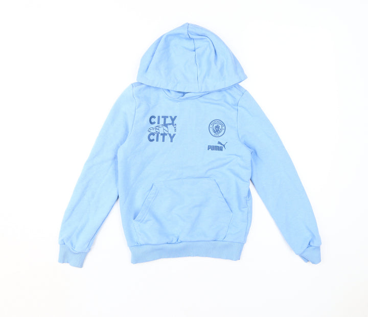 Puma Boys Blue Pullover Hoodie 9-10 Years Sports Graphic