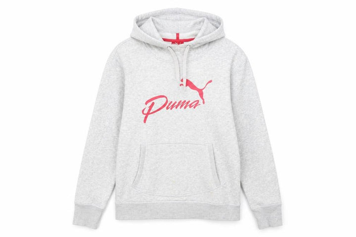 Front view of Puma Women's Grey Pullover Hoodie L - Sporty and Stylish