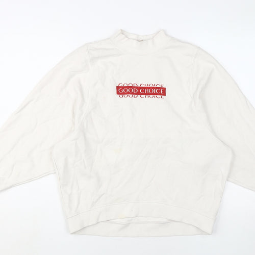 Monki Women's White Sweatshirt XS Graphic Print