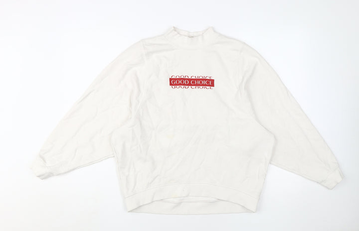 Monki Women's White Sweatshirt XS Graphic Print