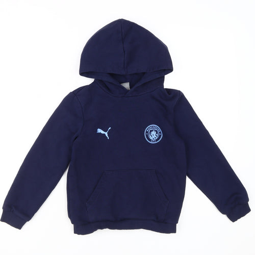 Puma Boys Blue Manchester City Logo Hoodie 7-8Y Pullover
