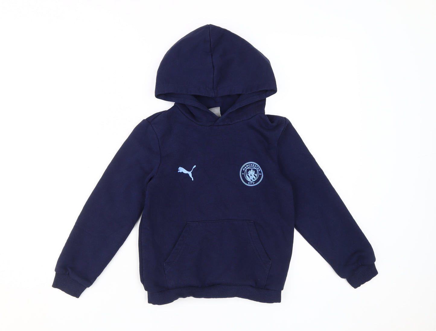 Puma Boys Blue Manchester City Logo Hoodie 7-8Y Pullover