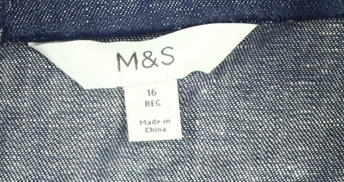 Marks and Spencer Women's Blue Denim Jumpsuit Size 16