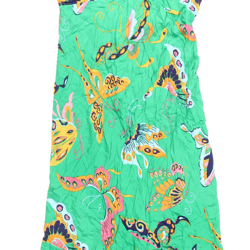 Women's Green H&M Slip Dress, Viscose, L, Butterfly Print