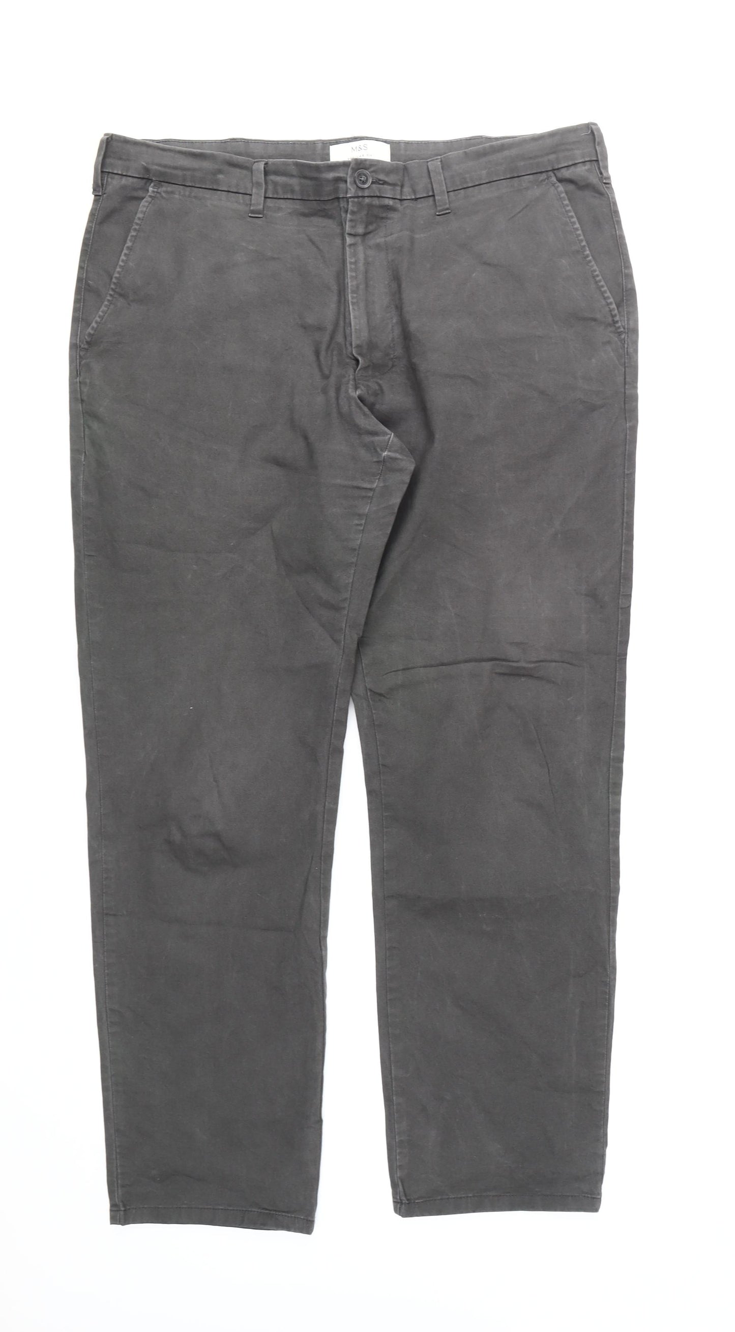 Marks and Spencer Men's Grey Chino Trousers, Size 38