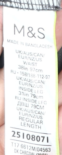 Marks and Spencer Men's Grey Chino Trousers, Size 38