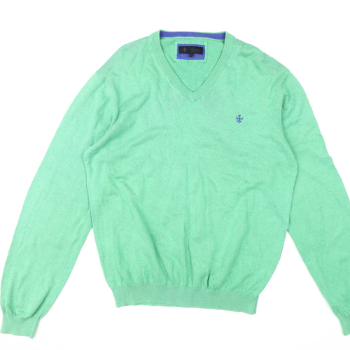 Riley Men's Green V-Neck Pullover Jumper Size L