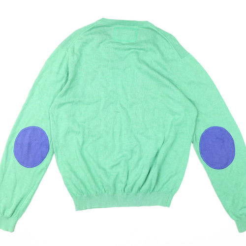 Riley Men's Green V-Neck Pullover Jumper Size L