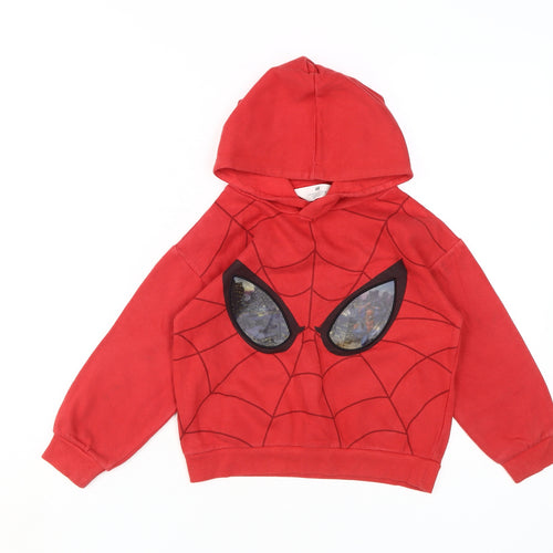 H&M Boys Red Spider-Man Pullover Hoodie Size 4-6Y