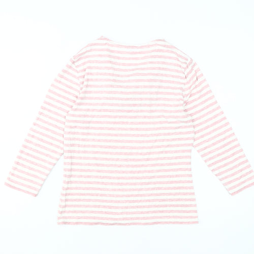 Phase Eight Women's Pink Striped T-Shirt, Size 14, Cowl Neck