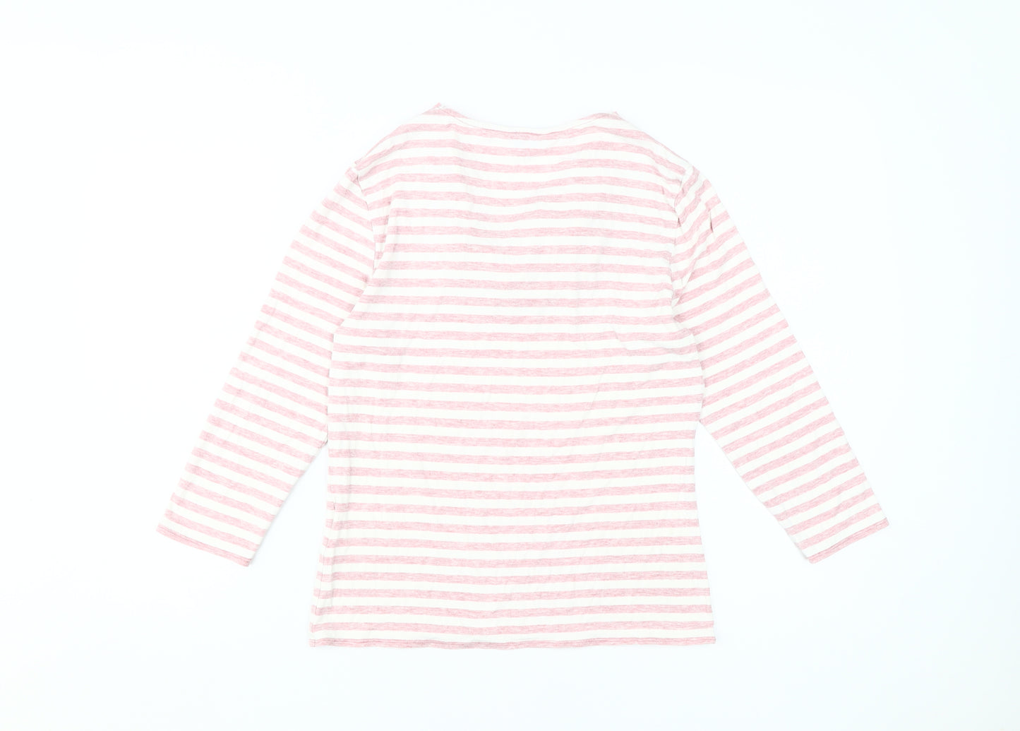 Phase Eight Women's Pink Striped T-Shirt, Size 14, Cowl Neck