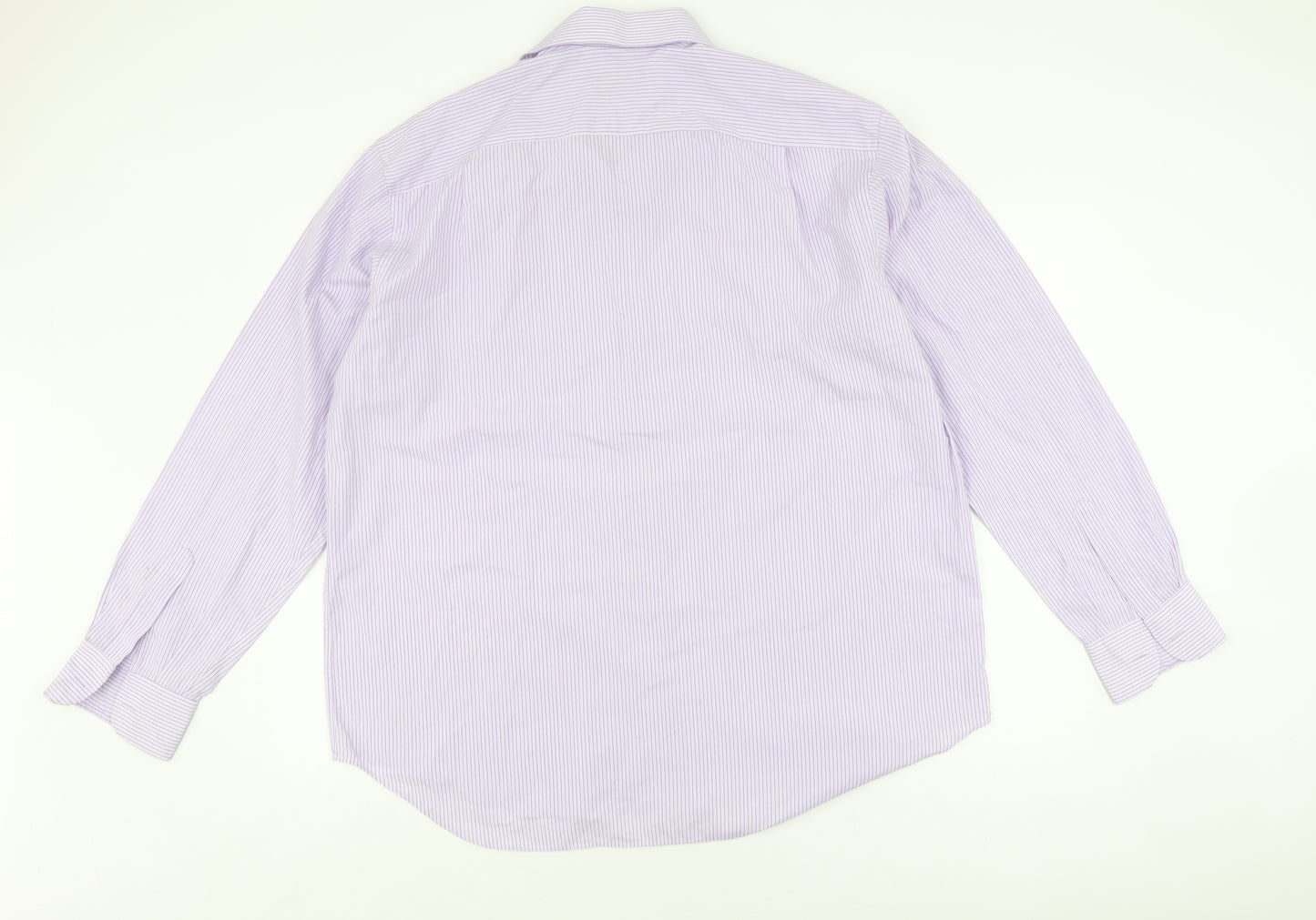 Marks and Spencer Men's Purple Striped Shirt, Size 18