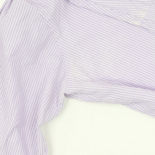 Marks and Spencer Men's Purple Striped Shirt, Size 18