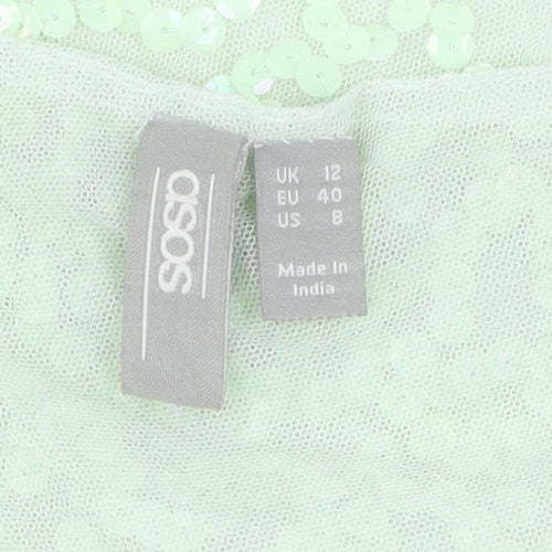ASOS Women's Green Sequin Camisole Tank, Size 12