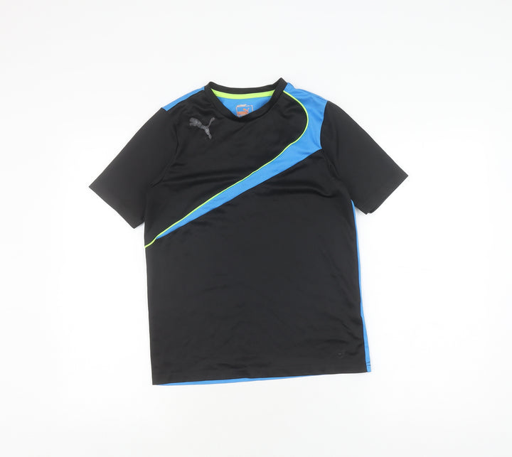 Puma Boys' Black and Blue Sports T-Shirt, Size 13 Years