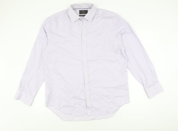 Marks and Spencer Men's White Check Regular Fit Shirt