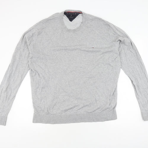 Tommy Hilfiger Men's Grey Jumper 3XL Cotton Silk Pullover