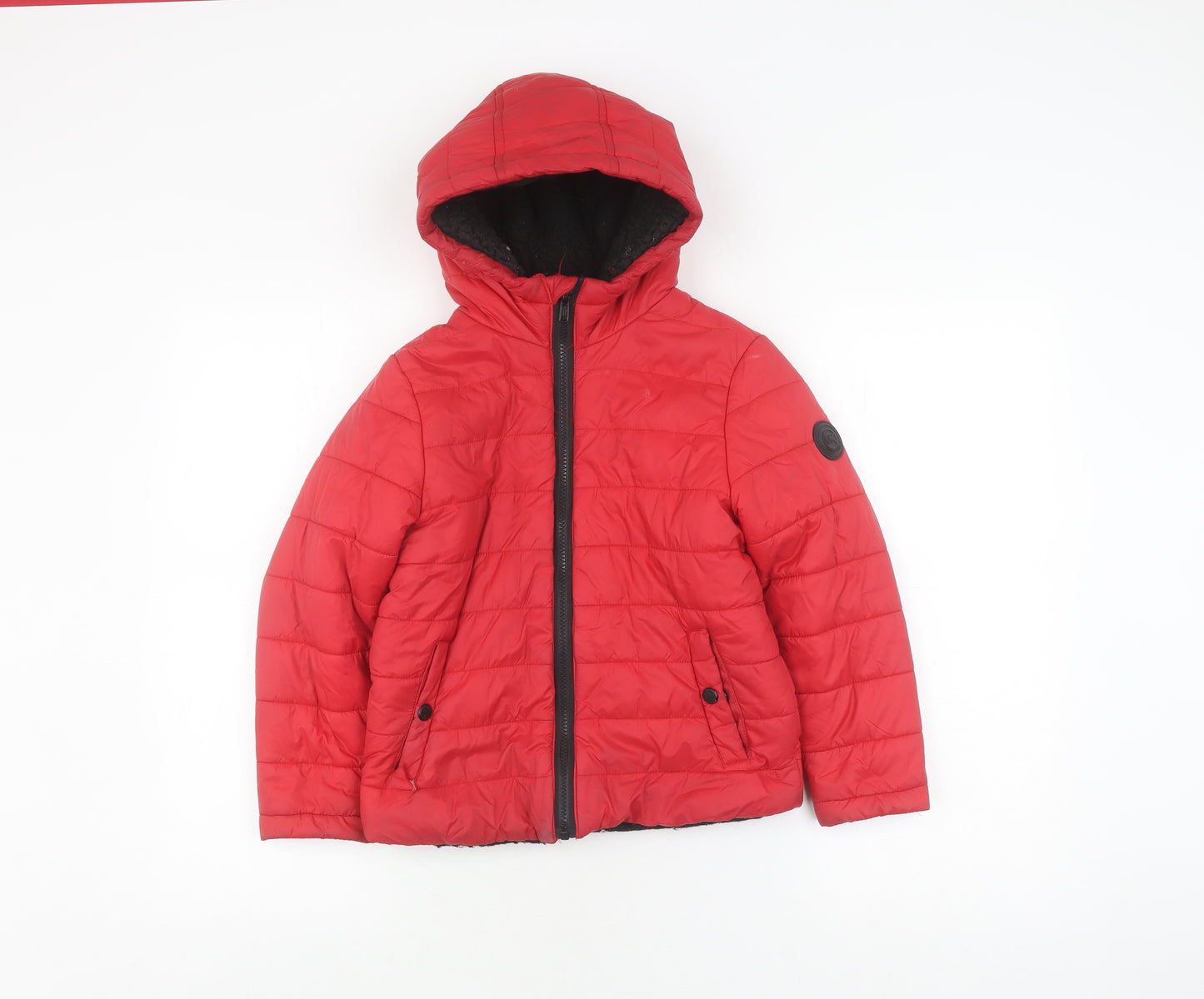 Michael Kors Boys Red Puffer Jacket - Size 7 Hooded Quilted Coat