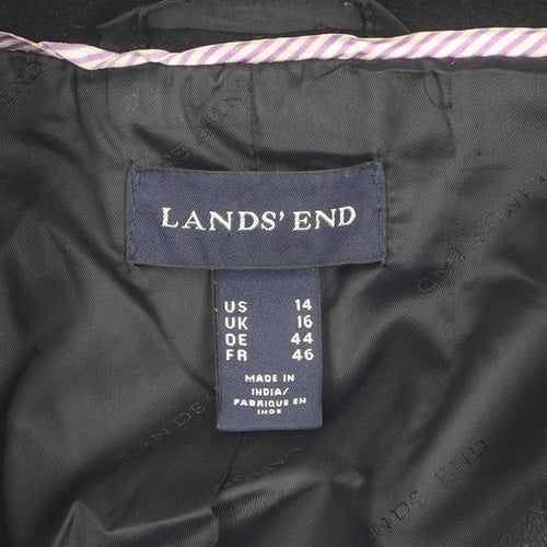 Lands' End Women's Black Wool Pea Coat Size 16