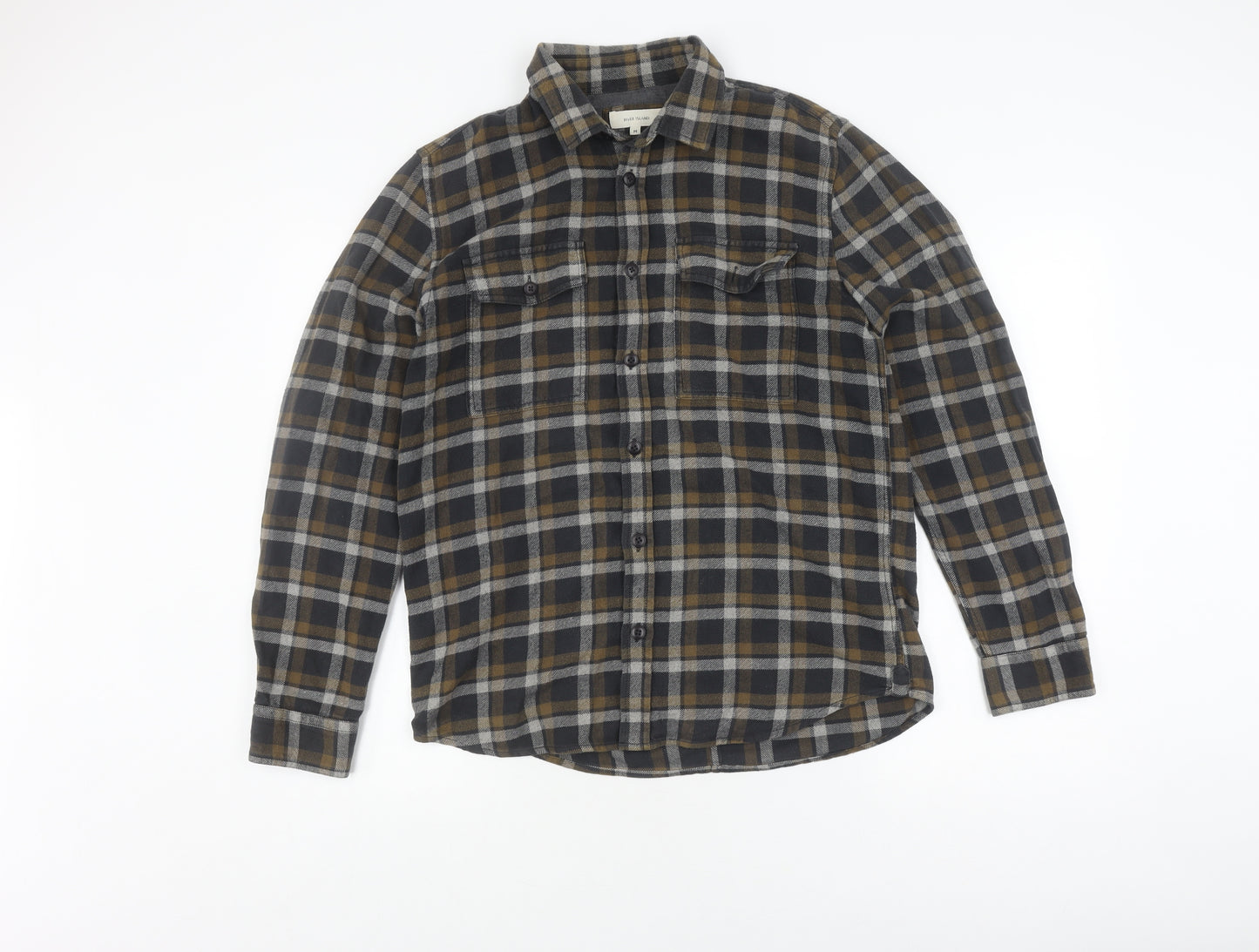 River Island Men's Check Cotton Shirt M Multicoloured