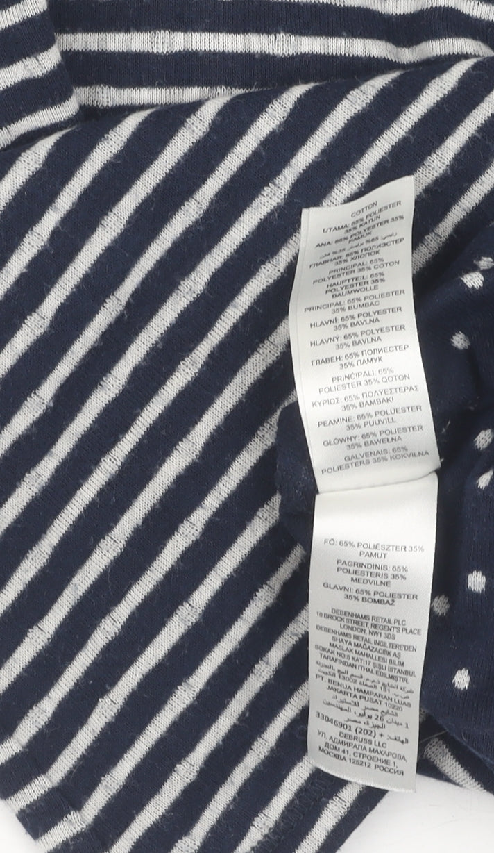 Mantaray Women's Blue Striped T-Shirt, Size 12