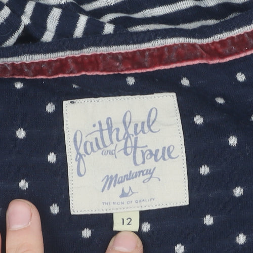 Mantaray Women's Blue Striped T-Shirt, Size 12