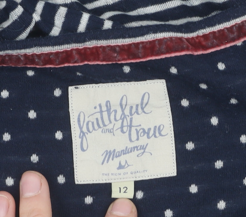 Mantaray Women's Blue Striped T-Shirt, Size 12