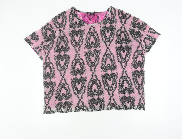 ASOS Women’s Pink Lace Floral T-Shirt, Size 10