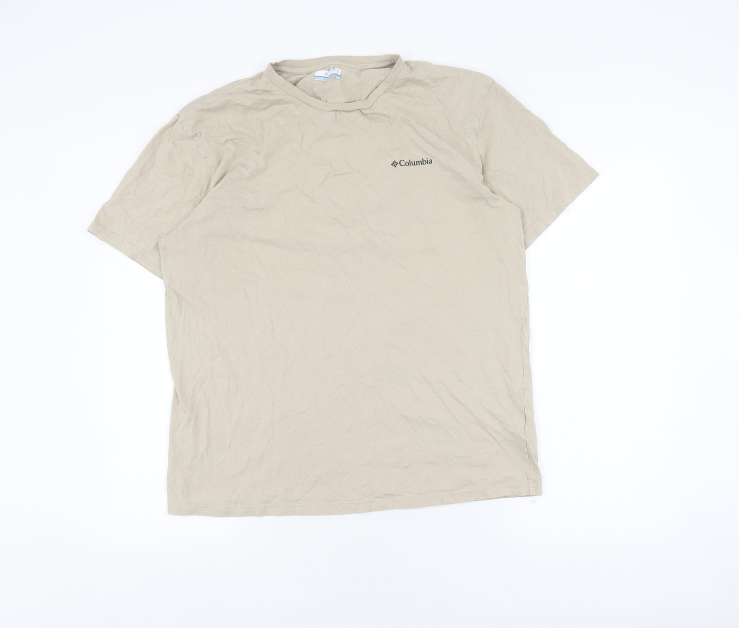 Columbia Beige Men's T-Shirt Size L Short Sleeve Logo