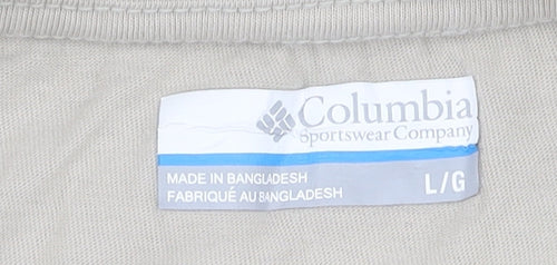 Columbia Beige Men's T-Shirt Size L Short Sleeve Logo